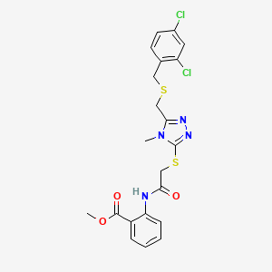 molecular formula C21H20Cl2N4O3S2 B4536486 methyl 2-({[(5-{[(2,4-dichlorobenzyl)thio]methyl}-4-methyl-4H-1,2,4-triazol-3-yl)thio]acetyl}amino)benzoate 