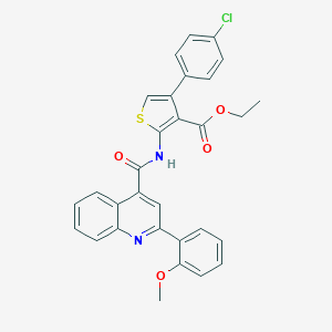 molecular formula C30H23ClN2O4S B453649 Ethyl 4-(4-chlorophenyl)-2-({[2-(2-methoxyphenyl)-4-quinolinyl]carbonyl}amino)-3-thiophenecarboxylate 