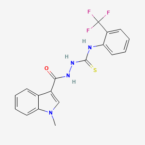 molecular formula C18H15F3N4OS B4536497 2-[(1-methyl-1H-indol-3-yl)carbonyl]-N-[2-(trifluoromethyl)phenyl]hydrazinecarbothioamide 