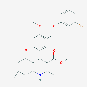molecular formula C28H30BrNO5 B453654 Methyl 4-{3-[(3-bromophenoxy)methyl]-4-methoxyphenyl}-2,7,7-trimethyl-5-oxo-1,4,5,6,7,8-hexahydro-3-quinolinecarboxylate 