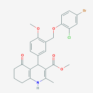 molecular formula C26H25BrClNO5 B453660 Methyl 4-{3-[(4-bromo-2-chlorophenoxy)methyl]-4-methoxyphenyl}-2-methyl-5-oxo-1,4,5,6,7,8-hexahydro-3-quinolinecarboxylate 