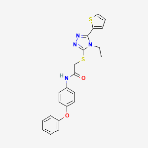molecular formula C22H20N4O2S2 B4536603 2-{[4-ethyl-5-(2-thienyl)-4H-1,2,4-triazol-3-yl]thio}-N-(4-phenoxyphenyl)acetamide CAS No. 558429-54-2