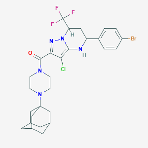 molecular formula C28H32BrClF3N5O B453662 2-{[4-(1-Adamantyl)-1-piperazinyl]carbonyl}-5-(4-bromophenyl)-3-chloro-7-(trifluoromethyl)-4,5,6,7-tetrahydropyrazolo[1,5-a]pyrimidine 