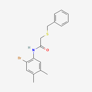 molecular formula C17H18BrNOS B4536629 2-(benzylthio)-N-(2-bromo-4,5-dimethylphenyl)acetamide 