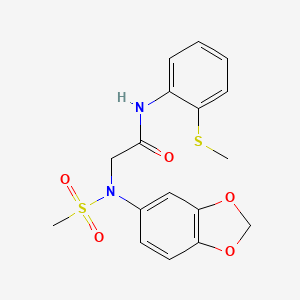 molecular formula C17H18N2O5S2 B4536637 N~2~-1,3-benzodioxol-5-yl-N~2~-(methylsulfonyl)-N~1~-[2-(methylthio)phenyl]glycinamide 