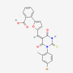 molecular formula C23H15BrN2O5S B4536658 2-(5-{[1-(4-bromo-2-methylphenyl)-4,6-dioxo-2-thioxotetrahydro-5(2H)-pyrimidinylidene]methyl}-2-furyl)benzoic acid 