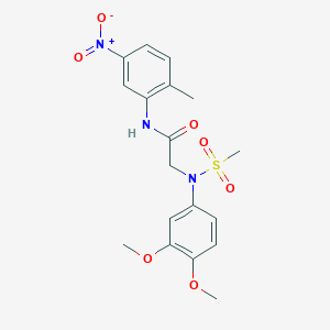 molecular formula C18H21N3O7S B4536672 N~2~-(3,4-dimethoxyphenyl)-N~1~-(2-methyl-5-nitrophenyl)-N~2~-(methylsulfonyl)glycinamide 