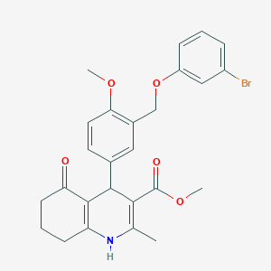 molecular formula C26H26BrNO5 B453669 Methyl 4-{3-[(3-bromophenoxy)methyl]-4-methoxyphenyl}-2-methyl-5-oxo-1,4,5,6,7,8-hexahydro-3-quinolinecarboxylate 