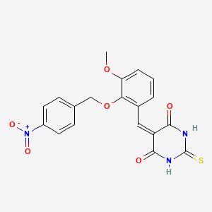 molecular formula C19H15N3O6S B4536724 5-{3-methoxy-2-[(4-nitrobenzyl)oxy]benzylidene}-2-thioxodihydro-4,6(1H,5H)-pyrimidinedione 