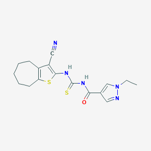 N-[(3-cyano-5,6,7,8-tetrahydro-4H-cyclohepta[b]thiophen-2-yl)carbamothioyl]-1-ethyl-1H-pyrazole-4-carboxamide
