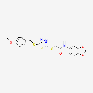 molecular formula C19H17N3O4S3 B4536766 N-1,3-benzodioxol-5-yl-2-({5-[(4-methoxybenzyl)thio]-1,3,4-thiadiazol-2-yl}thio)acetamide 