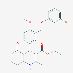 molecular formula C27H28BrNO5 B453678 Ethyl 4-{3-[(3-bromophenoxy)methyl]-4-methoxyphenyl}-2-methyl-5-oxo-1,4,5,6,7,8-hexahydro-3-quinolinecarboxylate 