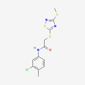 molecular formula C12H12ClN3OS3 B4536808 N-(3-chloro-4-methylphenyl)-2-{[3-(methylthio)-1,2,4-thiadiazol-5-yl]thio}acetamide 