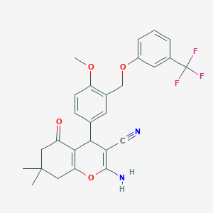 2-amino-4-(4-methoxy-3-{[3-(trifluoromethyl)phenoxy]methyl}phenyl)-7,7-dimethyl-5-oxo-5,6,7,8-tetrahydro-4H-chromene-3-carbonitrile