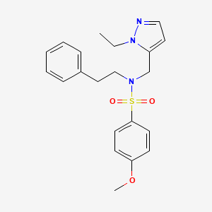molecular formula C21H25N3O3S B4536835 N-[(1-ethyl-1H-pyrazol-5-yl)methyl]-4-methoxy-N-(2-phenylethyl)benzenesulfonamide CAS No. 1006356-16-6