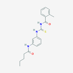 molecular formula C20H23N3O2S B4536847 2-methyl-N-({[3-(pentanoylamino)phenyl]amino}carbonothioyl)benzamide 