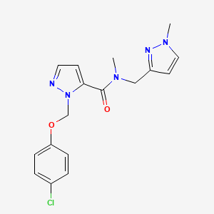 molecular formula C17H18ClN5O2 B4536853 1-[(4-chlorophenoxy)methyl]-N-methyl-N-[(1-methyl-1H-pyrazol-3-yl)methyl]-1H-pyrazole-5-carboxamide 
