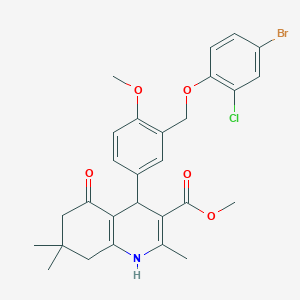 molecular formula C28H29BrClNO5 B453689 Methyl 4-{3-[(4-bromo-2-chlorophenoxy)methyl]-4-methoxyphenyl}-2,7,7-trimethyl-5-oxo-1,4,5,6,7,8-hexahydro-3-quinolinecarboxylate 