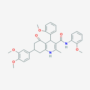 molecular formula C33H34N2O6 B4536893 7-(3,4-dimethoxyphenyl)-N,4-bis(2-methoxyphenyl)-2-methyl-5-oxo-1,4,5,6,7,8-hexahydro-3-quinolinecarboxamide 