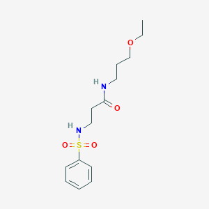 molecular formula C14H22N2O4S B4536944 N~1~-(3-ethoxypropyl)-N~3~-(phenylsulfonyl)-beta-alaninamide 