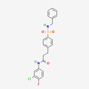 molecular formula C22H20ClFN2O3S B4536963 3-{4-[(benzylamino)sulfonyl]phenyl}-N-(3-chloro-4-fluorophenyl)propanamide 