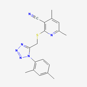 molecular formula C18H18N6S B4536982 2-({[1-(2,4-dimethylphenyl)-1H-tetrazol-5-yl]methyl}thio)-4,6-dimethylnicotinonitrile 