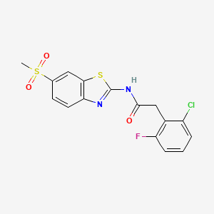molecular formula C16H12ClFN2O3S2 B4536985 2-(2-chloro-6-fluorophenyl)-N-[6-(methylsulfonyl)-1,3-benzothiazol-2-yl]acetamide 