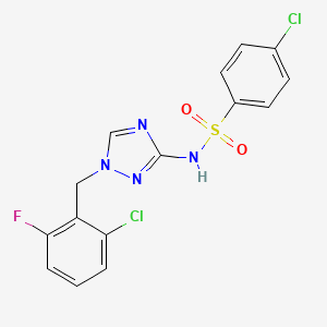 molecular formula C15H11Cl2FN4O2S B4537007 4-chloro-N-[1-(2-chloro-6-fluorobenzyl)-1H-1,2,4-triazol-3-yl]benzenesulfonamide 