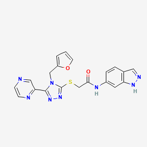 molecular formula C20H16N8O2S B4537015 2-{[4-(2-furylmethyl)-5-(2-pyrazinyl)-4H-1,2,4-triazol-3-yl]thio}-N-1H-indazol-6-ylacetamide 