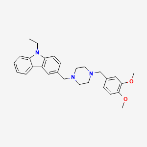molecular formula C28H33N3O2 B4537024 3-{[4-(3,4-dimethoxybenzyl)-1-piperazinyl]methyl}-9-ethyl-9H-carbazole 