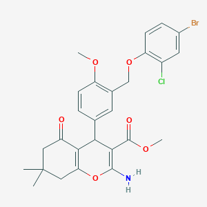 methyl 2-amino-4-{3-[(4-bromo-2-chlorophenoxy)methyl]-4-methoxyphenyl}-7,7-dimethyl-5-oxo-5,6,7,8-tetrahydro-4H-chromene-3-carboxylate