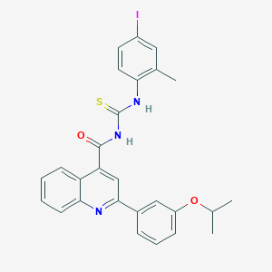 molecular formula C27H24IN3O2S B453704 N-(4-iodo-2-methylphenyl)-N'-{[2-(3-isopropoxyphenyl)-4-quinolinyl]carbonyl}thiourea 