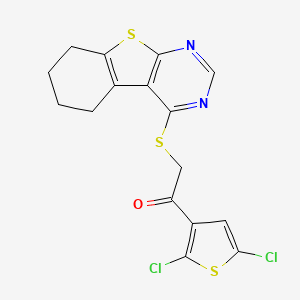 molecular formula C16H12Cl2N2OS3 B4537046 1-(2,5-dichloro-3-thienyl)-2-(5,6,7,8-tetrahydro[1]benzothieno[2,3-d]pyrimidin-4-ylthio)ethanone 