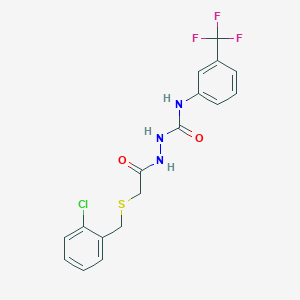 molecular formula C17H15ClF3N3O2S B4537079 2-{[(2-chlorobenzyl)thio]acetyl}-N-[3-(trifluoromethyl)phenyl]hydrazinecarboxamide 