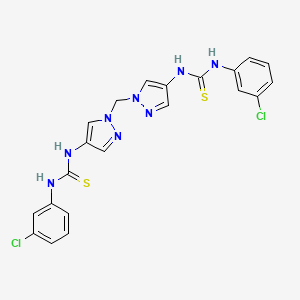 molecular formula C21H18Cl2N8S2 B4537081 N',N'''-[methylenebis(1H-pyrazole-1,4-diyl)]bis[N-(3-chlorophenyl)(thiourea)] 