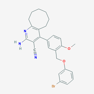 molecular formula C26H26BrN3O2 B453710 2-Amino-4-{3-[(3-bromophenoxy)methyl]-4-methoxyphenyl}-5,6,7,8,9,10-hexahydrocycloocta[b]pyridine-3-carbonitrile 