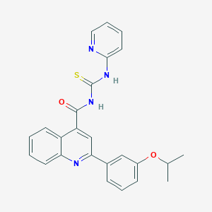 molecular formula C25H22N4O2S B453711 N-{[2-(3-isopropoxyphenyl)-4-quinolinyl]carbonyl}-N'-(2-pyridinyl)thiourea 