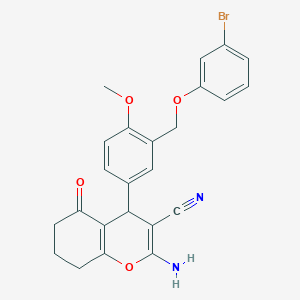 molecular formula C24H21BrN2O4 B453713 2-amino-4-{3-[(3-bromophenoxy)methyl]-4-methoxyphenyl}-5-oxo-5,6,7,8-tetrahydro-4H-chromene-3-carbonitrile 