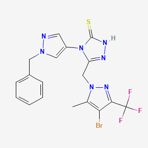 molecular formula C18H15BrF3N7S B4537148 4-(1-benzyl-1H-pyrazol-4-yl)-5-{[4-bromo-5-methyl-3-(trifluoromethyl)-1H-pyrazol-1-yl]methyl}-4H-1,2,4-triazole-3-thiol 