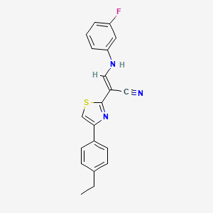 2-[4-(4-ethylphenyl)-1,3-thiazol-2-yl]-3-[(3-fluorophenyl)amino]acrylonitrile