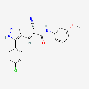 3-[3-(4-chlorophenyl)-1H-pyrazol-4-yl]-2-cyano-N-(3-methoxyphenyl)acrylamide