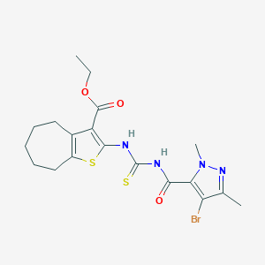 ethyl 2-({[(4-bromo-1,3-dimethyl-1H-pyrazol-5-yl)carbonyl]carbamothioyl}amino)-5,6,7,8-tetrahydro-4H-cyclohepta[b]thiophene-3-carboxylate