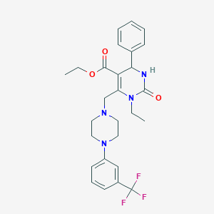 molecular formula C27H31F3N4O3 B4537213 ethyl 1-ethyl-2-oxo-4-phenyl-6-({4-[3-(trifluoromethyl)phenyl]-1-piperazinyl}methyl)-1,2,3,4-tetrahydro-5-pyrimidinecarboxylate 