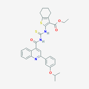 Ethyl 2-{[({2-[3-(propan-2-yloxy)phenyl]quinolin-4-yl}carbonyl)carbamothioyl]amino}-4,5,6,7-tetrahydro-1-benzothiophene-3-carboxylate