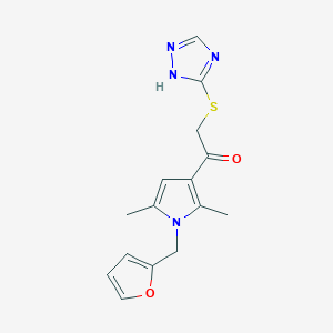 molecular formula C15H16N4O2S B4537251 1-[1-(2-furylmethyl)-2,5-dimethyl-1H-pyrrol-3-yl]-2-(4H-1,2,4-triazol-3-ylthio)ethanone 
