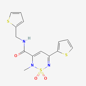molecular formula C14H13N3O3S3 B4537289 2-methyl-5-(2-thienyl)-N-(2-thienylmethyl)-2H-1,2,6-thiadiazine-3-carboxamide 1,1-dioxide 