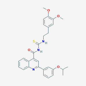 molecular formula C30H31N3O4S B453730 N-[2-(3,4-dimethoxyphenyl)ethyl]-N'-{[2-(3-isopropoxyphenyl)-4-quinolinyl]carbonyl}thiourea 