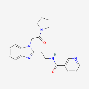 molecular formula C21H23N5O2 B4537338 N-(2-{1-[2-oxo-2-(1-pyrrolidinyl)ethyl]-1H-benzimidazol-2-yl}ethyl)nicotinamide 