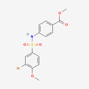 molecular formula C15H14BrNO5S B4537343 methyl 4-{[(3-bromo-4-methoxyphenyl)sulfonyl]amino}benzoate 