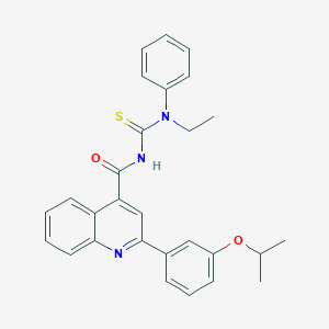 molecular formula C28H27N3O2S B453736 N-ethyl-N'-{[2-(3-isopropoxyphenyl)-4-quinolinyl]carbonyl}-N-phenylthiourea 